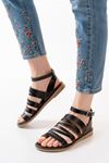 Mida Shoes 205-041 Siyah Ortopedik Hakiki Deri Kadın Sandalet