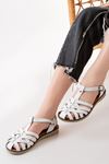 Mida Shoes 205-02 Beyaz Ortopedik Hakiki Deri Kadın Sandalet