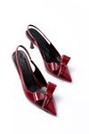 Mida Shoes İNF-4501 Bordo Rugan Topuklu Ayakkabı