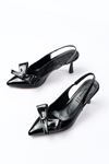 Mida Shoes İNF-4501 Siyah Rugan Topuklu Ayakkabı   