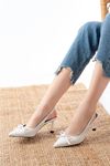 Mida Shoes İNF-4500 Beyaz Rugan Topuklu Ayakkabı