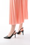 Mida Shoes ST-1153 Siyah Günlük Arkası Açık 9 Cm Topuklu Kadın Ayakkabı