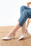 Mida Shoes ST-1152 Beyaz Günlük  Topuklu Kadın Ayakkabı