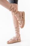 Mida Shoes 1001-1001 Nut Bilekten Bağcıklı Kadın Sandalet
