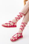 Mida Shoes 1001-1001 Fuşya Bilekten Bağcıklı Kadın Sandalet