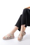 Mida Shoes DM-363 Bej Baret Cırtlı Dikişli Günlük Kadın Sandalet