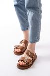 Mida Shoes DM-6010 Taba Toka Aksesuarlı Günlük Kadın Terlik