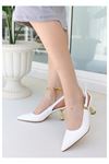 Mida Shoes Zalin Beyaz Rugan Topuklu Ayakkabı