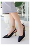 Mida Shoes Zalin Siyah Rugan Topuklu Ayakkabı