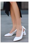 Mida Shoes Poly Beyaz Cilt Topuklu Ayakkabı