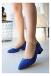Mida Shoes Desniy Mavi Cilt Topuklu Ayakkabı