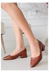 Mida Shoes Desniy Taba Cilt Topuklu Ayakkabı