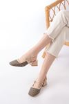 Mida Shoes 720 Bej Desenli Arkası Açık Günlük Kadın Sandalet