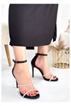 Mida Shoes Colly Siyah Saten Topuklu Ayakkabı