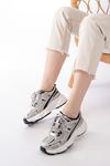 Mida Shoes F-329 Gri Günlük Bağcıklı Beyaz Tabanlı Yazlık Spor Ayakkabı