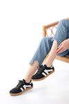 Mida Shoes M-1004 Siyah Süet Bağcıklı Termo Taban Günlük Kadın Spor Ayakkabı