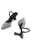 Mida Shoes V-1005 Siyah Günlük Arkası Açık Taşlı Topuklu Bayan Ayakkabı