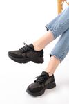 Mida Shoes 3002 Siyah Bağcıklı Fileli Taş Aksesuarlı Günlük Spor Ayakkabı