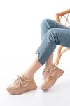 Mida Shoes SP-149 Nut Gold Bağcıklı Fileli Günlük Spor Ayakkabı