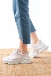 Mida Shoes SP-149 Beyaz Gümüş Bağcıklı Fileli Günlük Spor Ayakkabı