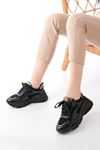 Mida Shoes SP-149 Siyah Platin Bağcıklı Fileli Günlük Spor Ayakkabı