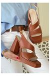Mida Shoes Cica Taba Cilt Topuklu Ayakkabı