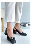 Mida Shoes Elliy Siyah Cilt Topuklu Ayakkabı
