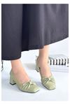 Mida Shoes Agnet Yeşil Cilt Topuklu Ayakkabı
