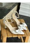 Mida Shoes 1055 Kırık Beyaz Topuklu Ayakkabı