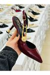 Mida Shoes RP024 Bordo Kadın Topuklu Ayakkabı