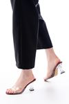 Mida Shoes S-619 Bordo Rugan Şeffaf Bantlı Şeffaf Topuklu Yuvarlak Burunlu Kadın Terlik