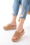 Mida Shoes 232-460 Nut Triko Günlük Ortopedik Dolgu Topuk Kadın Terlik
