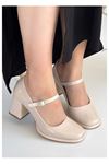 Mida Shoes Puar Bej Rugan Topuklu Ayakkabı