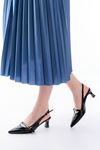 Mida Shoes H-470 Siyah Rugan Baret Tokalı Arkası Açık Günlük Kadın Sandalet