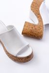 Mida Shoes N-7308 Beyaz Kalın Yüksek Taban Kadın Terlik