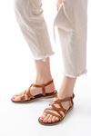 Mida Shoes 205-017 Taba Ortopedik Hakiki Deri Kadın Sandalet