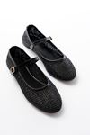 Mida Shoes 7432 Siyah Fileli Toka Detaylı Günlük Kadın Babet