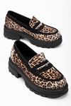Mida Shoes 746-759 Leopar Günlük Yüksek Tabanlı Loafer Ayakkabı