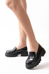 Mida Shoes 746-759 Siyah Rugan Günlük Yüksek Tabanlı Loafer Ayakkabı