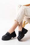 Mida Shoes 746-759 Siyah Günlük Yüksek Tabanlı Loafer Ayakkabı