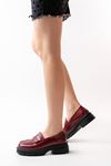 Mida Shoes 746-759 Bordo Rugan Günlük Yüksek Tabanlı Loafer Ayakkabı