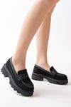 Mida Shoes 746-759 Siyah Süet Günlük Yüksek Tabanlı Loafer Ayakkabı