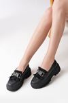 Mida Shoes 749-750 Siyah Tokalı Günlük Yüksek Tabanlı Loafer Ayakkabı