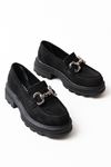 Mida Shoes 745-773 Siyah Süet Günlük Yüksek Tabanlı Loafer Ayakkabı