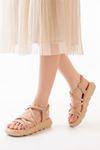Mida Shoes YPOLKA Nut Deri Kadın Sandalet